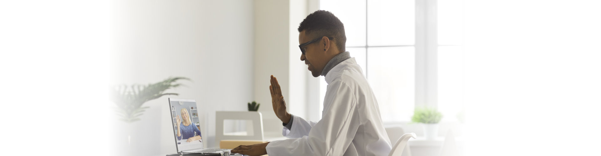 Online doctor video calling patient